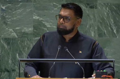 Guyana’s President, Dr Irfaan Ali during his Wednesday address at the UN headquarters in New York