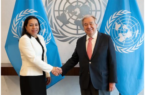 Guyana's Permanent Representative to the United Nations, Carolyn Rodrigues-Birkett, met with UN Secretary-General António Guterres, on Friday, at UN Headquarters in New York, as the country prepares to once again assume the Presidency of the United Nations Security Council for June 2025
