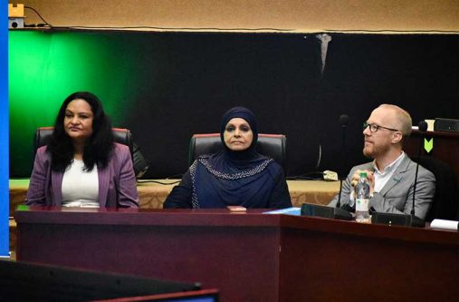 Minister of Human Services and Social Security Dr Vindhya Persaud, along with Chairperson of the Rights of the Child Commission, Aleema Nasir and representative of UNICEF Guyana and Suriname, Gabriel Vockel (Sachin Persaud photos)