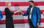 President, Dr Irfaan Ali and U.S. Ambassador Nicole Theriot at the Independence Day celebration