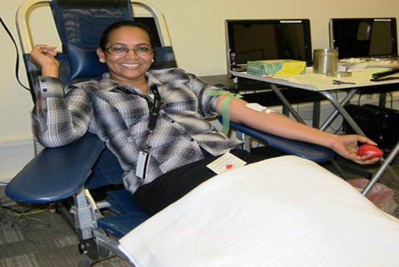 A US Embassy staffer donating blood during the embassy’s blood drive last Thursday