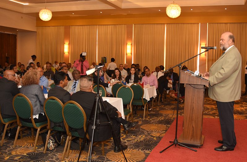 U.S. envoy to Guyana Perry Holloway during his address at the GMSA business luncheon (Samuel Maughn photo)