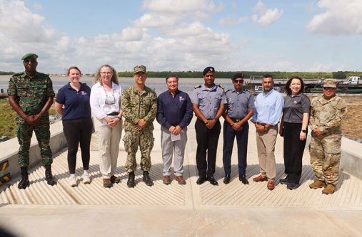 U.S. Embassy, SouthComm and GDF Coast Guard Representatives at the new Boat Ramp