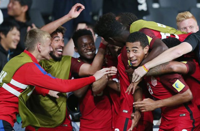 Huston Trusby of the USA celebrates after scoring. (Getty Images)