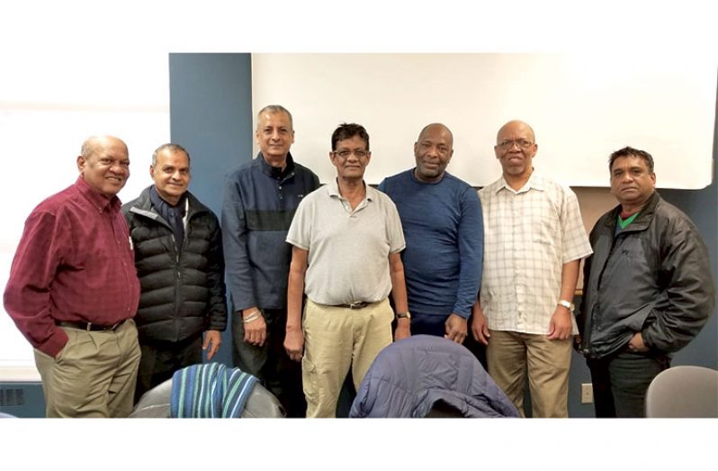 SCUA executives and disciplinary committee members: From left are Bisham Singh, Ashook Brijcoomar, Albert Ramcharran, Nazam Ally, Mathew Francis, Frederick Halley and Vish Jadunauth. Azad Khan is absent.