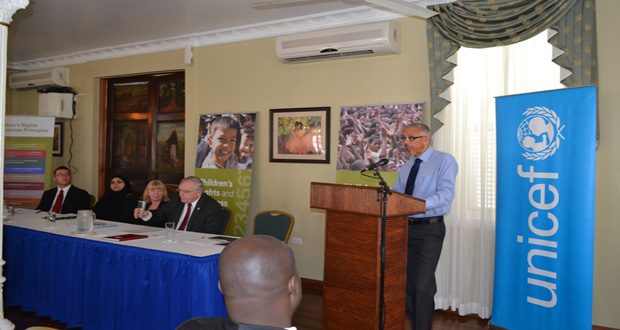 Minister of Business, Dominic Gaskin addressing the audience yesterday.