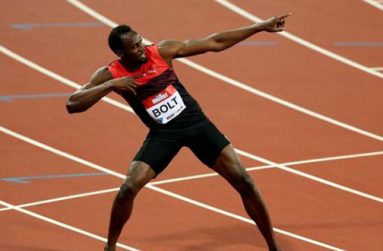 Jamaica's Usain Bolt celebrates winning the Men's 200m. (Action Images via Reuters/Matthew ChildsLivepic)