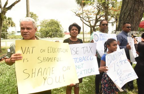 Some of the protestors, including children calling for an immediate suspension of the VAT on private education