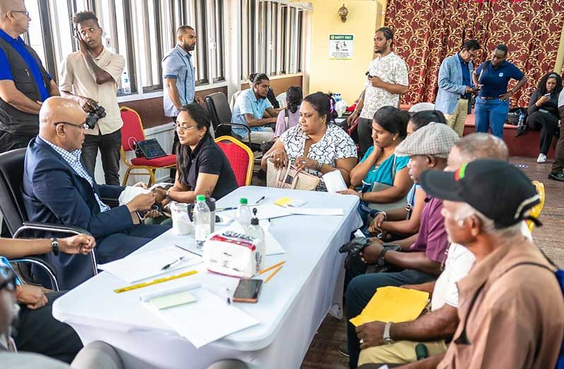 Speaking at a Cabinet public day held at the Essequibo Technical Institute, Vice-President Dr. Bharrat Jagdeo said infrastructure work on newly purchased land is already underway and that applicants who applied prior to 2024 are highly likely to receive allocations immediately at the outreach (Delano Williams photos)