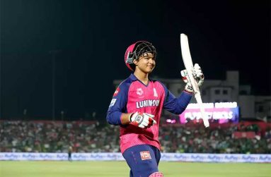 Vaibhav Suryavanshi acknowledges the crowd after a fantastic century