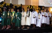 (Third from left) Valedictorian Ms Alliyah Da Costa, flanked by Best Outstanding Students (Shaniece Bamfield Photo)