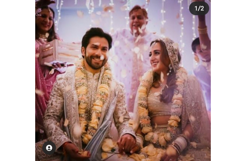 Varun Dhanwan and Natasha Dalal on their wedding day recently