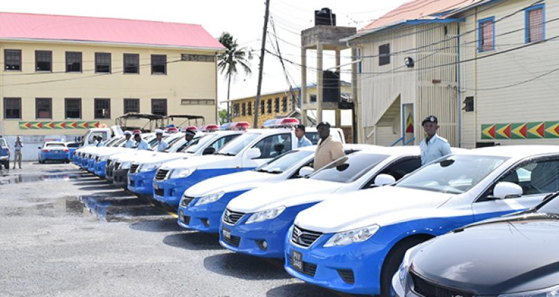 Some of the vehicles presented to the Guyana Police Force