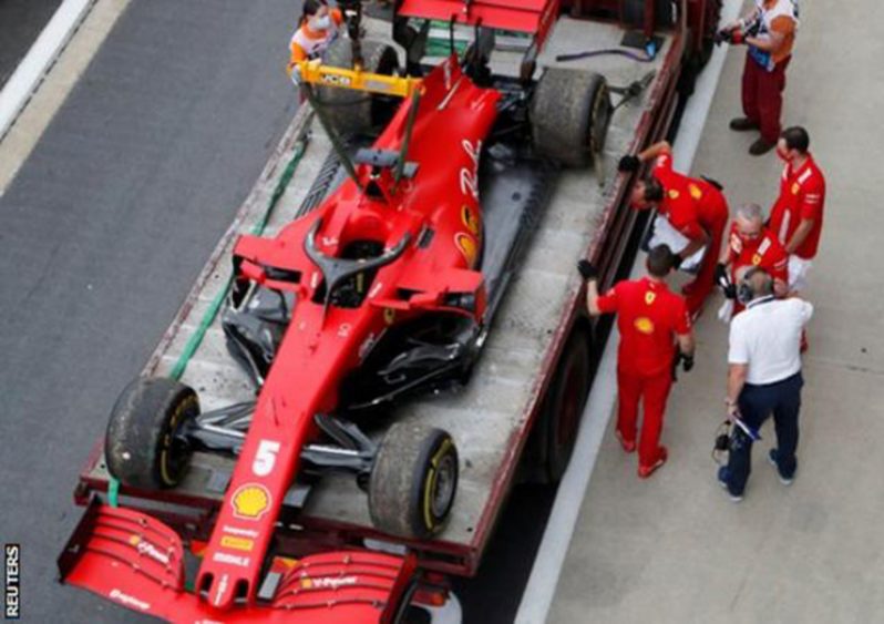 Ferrari’s Sebastian Vettel had engine troubles.