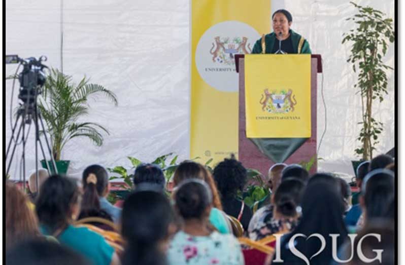 Vice-Chancellor Professor Paloma Mohamed Martin delivering the Keynote address at the event