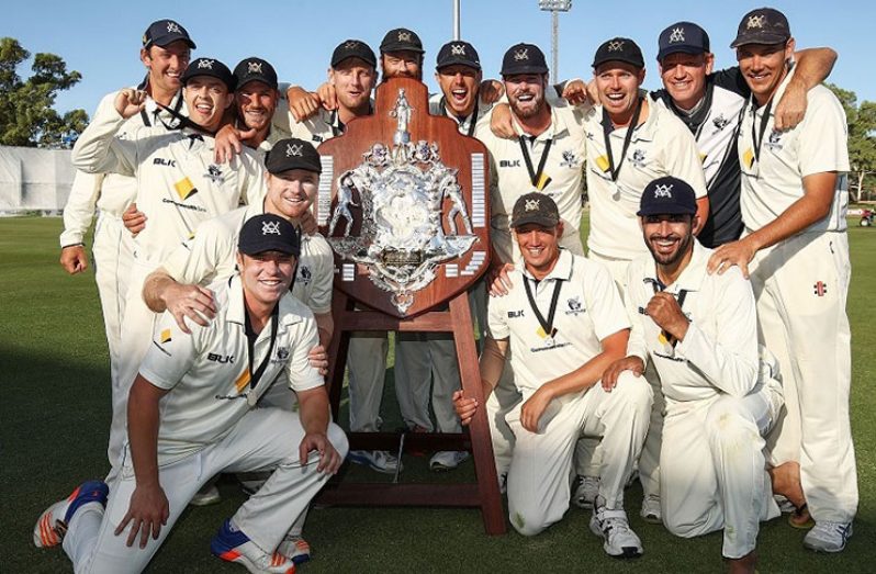 Victoria celebrate their third successive Sheffield Shield title. (Getty Images)