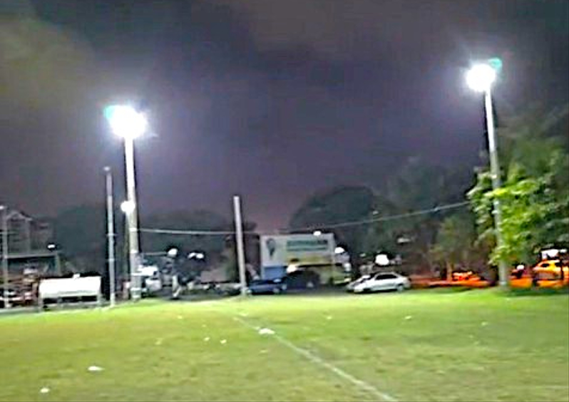 A video snippet of lights being turned on at Parade Ground