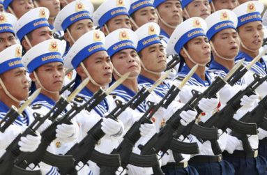 Sailors hold Israeli-made Galil riffles while marching during a celebration to mark National Day at Ba Dinh square in Hanoi September 2, 2015. Photo taken September 2, 2015. REUTERS/Kham