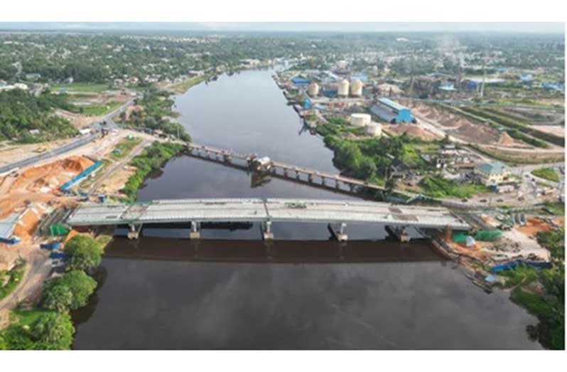 Aerial view of the progress on the construction of the NMWB