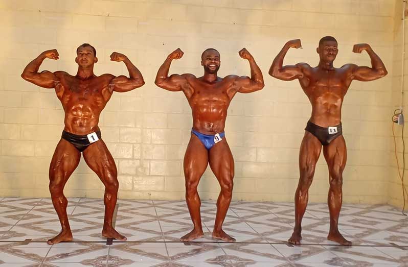 Bodybuilding classic: Champion Vijay Rahim (left of stage)