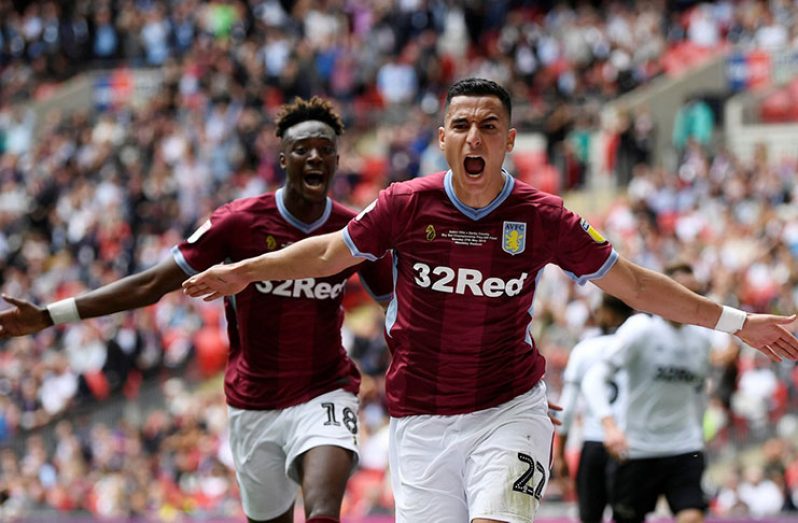 Wembley Stadium, London, Britain -  Aston Villa's Anwar El-Ghazi celebrates scoring their first goal with Tammy Abraham Action Images via Reuters/Tony O'Brien