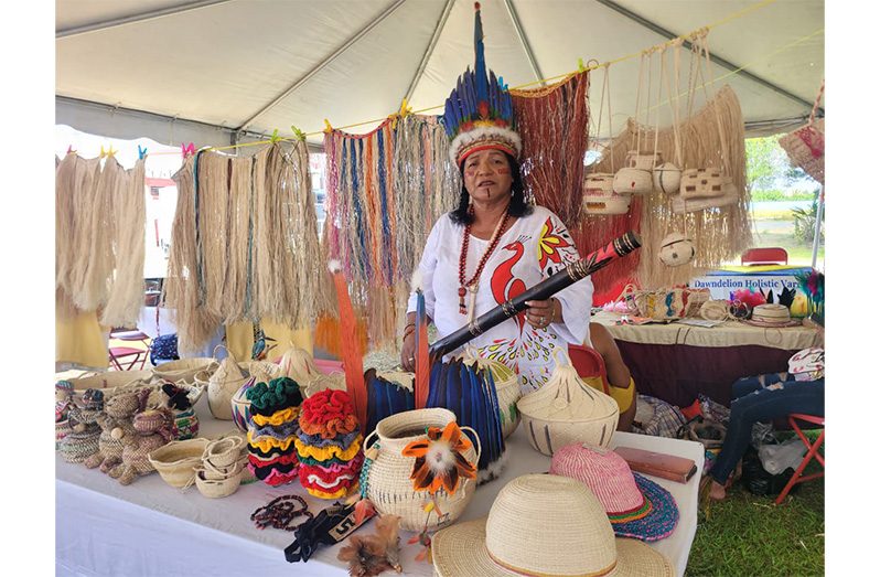 Leomie Willis at her booth in the Amerindian Village at the Sophia exhibition centre