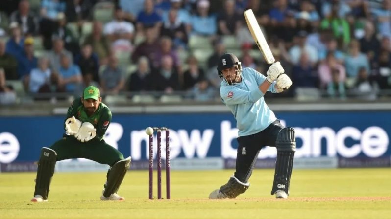 James Vince drives through the covers during his maiden England hundred.  (Getty Images)