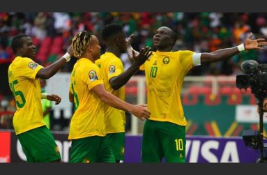 Cameroon captain Vincent Aboubakar (right) has five goals at this year's Nations Cup
