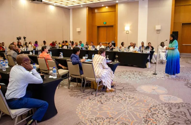 Minister of Human Services and Social Security Dr. Vindhya Persaud addressing  delegates at the Ministerial forum
