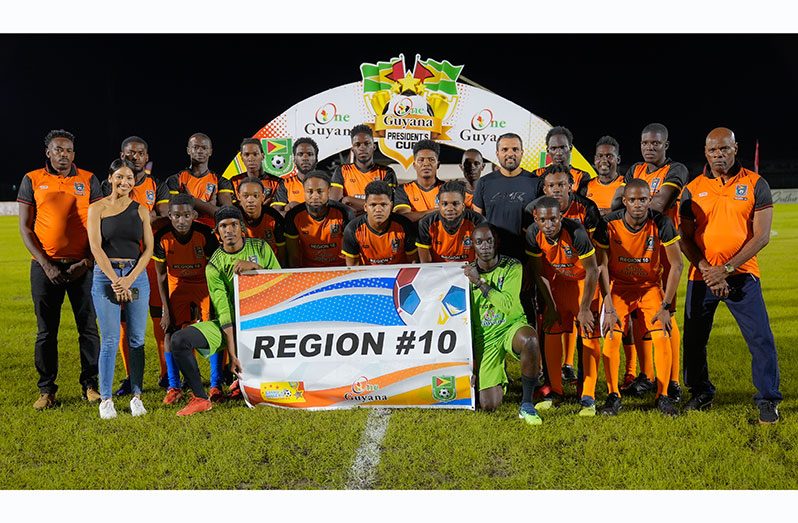 Chief Executive Officer of ENet, Vishok Persaud; and Marketing Coordinator Ashley John, along with Region Ten squad, who will contest the inaugural One Guyana President’s Cup