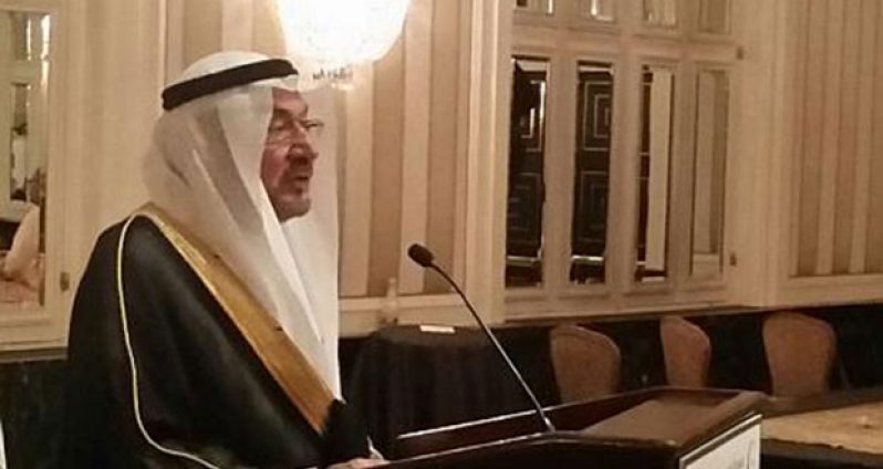 Organisation of Islamic Cooperation (OIC) Secretary General Iyad Madani speaking in New York at a UN reception on Wednesday 
(Ray Chickrie photo)