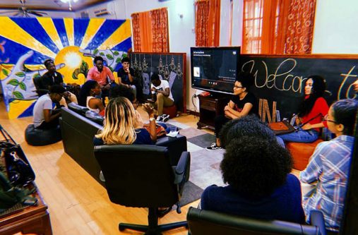 Artists discussing the execution of ‘Filling the Void 2019’