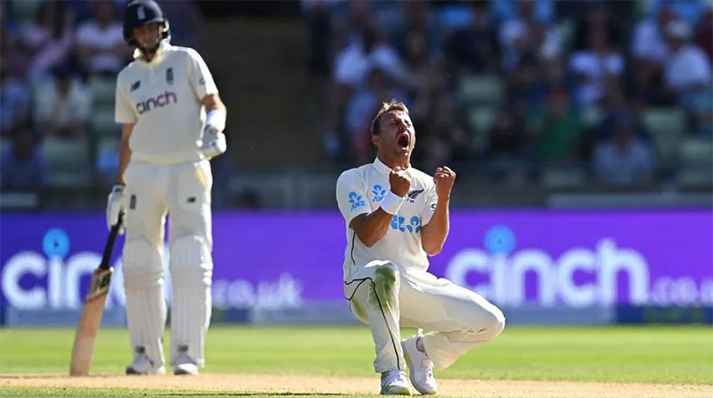 New Zealand pacer Neil Wagner bellows in triumph.  (Getty Images)