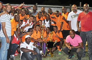 Champs Again! Slingerz FC players and staff celebrate after winning the inaugural WDFA Banks Vita Malta/Aqua Mist Water KO tournament on Boxing Day.
