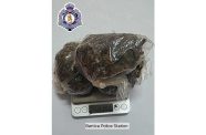 The parcel reportedly contained three transparent packages with leaves, seeds and stems suspected to be cannabis