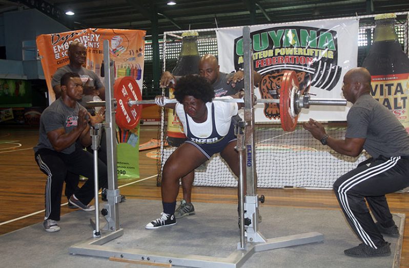 Runita White during her first record-breaking squat at the GAPLF National Novices Championship back in February, 2018