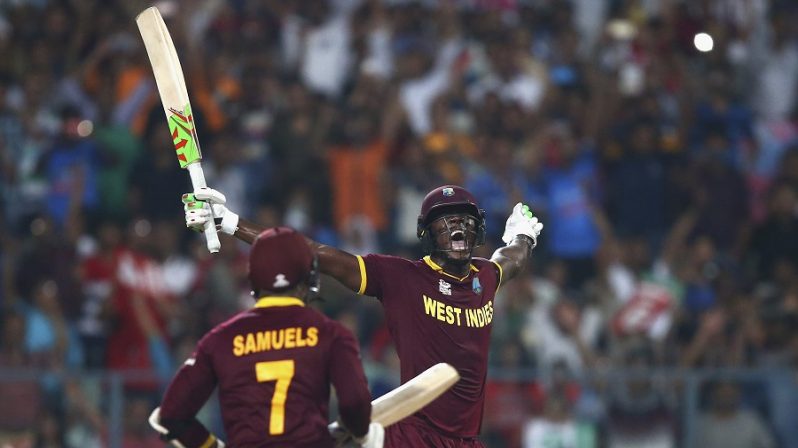 West Indies needed 19 in the final over, when Carlos Brathwaite lashed four back-to-back sixes to lead West Indies to the World T20 title © Getty Images