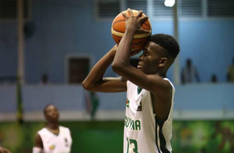 Kevon Wiggins in action at the 2016 CBC U-16 tournament at the Cliff Anderson Sports Hall