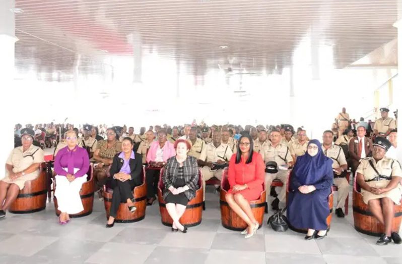 Minister of Parliamentary Affairs and Governance, Gail Teixeira (sitting at centre) at the Inaugural Women in Law Enforcement Summit (DPI photo)