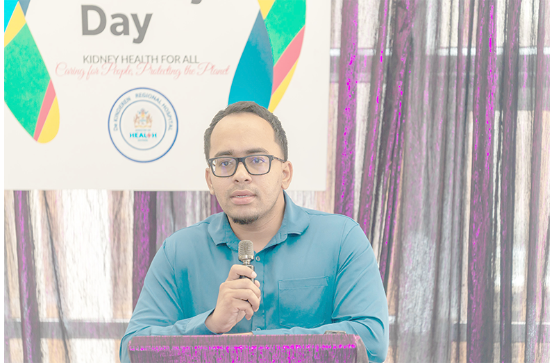 Regional Health Officer, Dr. Fiaaz Hassan, highlights expansion plans for dialysis services across Guyana and the Leonora dialysis centre which will be accessible to the public by the end of the year (Delano Williams photos)