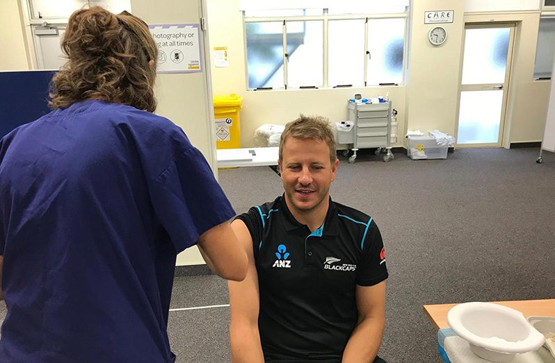Neil Wagner getting his first dose of a COVID-19 vaccine. (Black Caps)