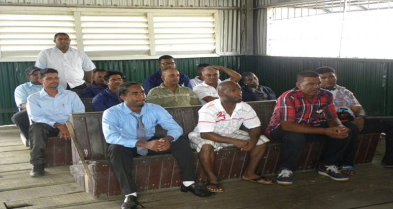 Some of the concerned Wakenaam residents who turned out for the meeting with Minister Ferguson and T&HD officials