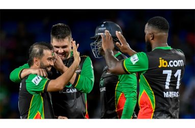 Waqar Salamkheil ran through the Falcons middle order • (Randy Brooks - CPL T20/ Getty)