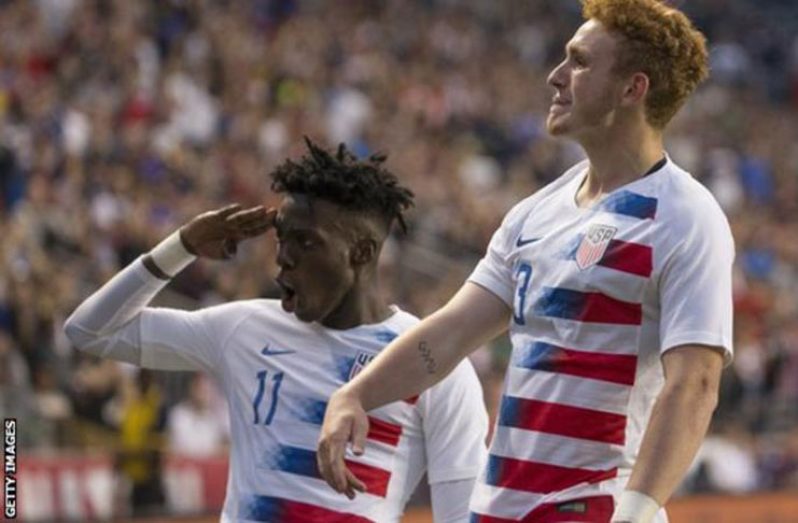 Timothy Weah (left) became the fourth-youngest player to score for the United States while Josh Sargent (right) also scored on his full international debut.