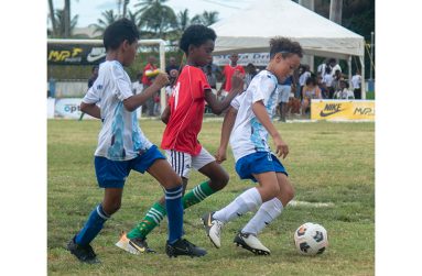 Action on the second day of the courts Optical Pee wee football championship continued at the Ministry of Education ground (Japheth Savory photo)