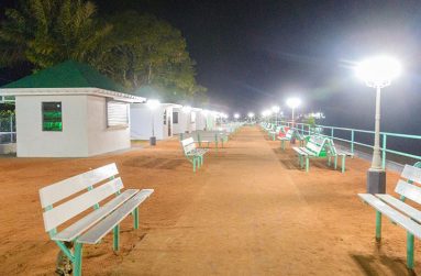 The famous Bartica boardwalk at night