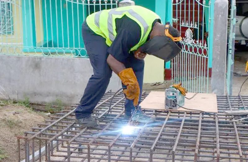 Welding and fabrication training being conducted