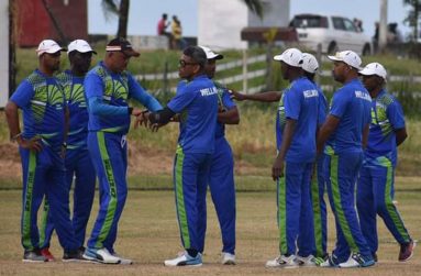 Wellman Masters celebrate after taking a wicket.