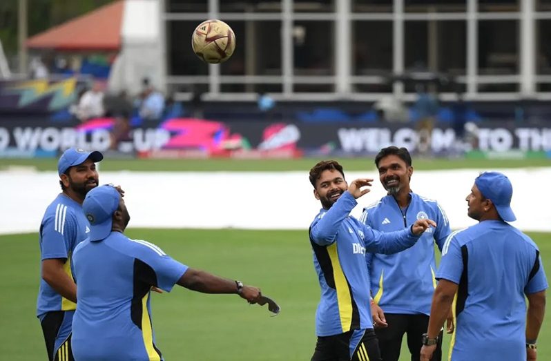 No cricket, no cry - the Indians can still play football on the wet ground  •  (ICC/Getty Images)