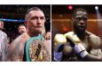 Oleksandr Usyk (left) has won all 24 pro bouts, and Wilder has won 44, lost four, and drawn one